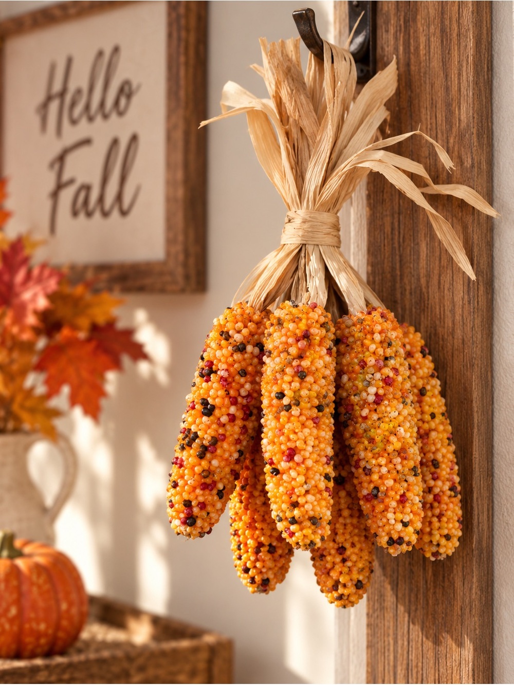 Decorative Orange Millet Corn Bundle - Rustic Fall Accents